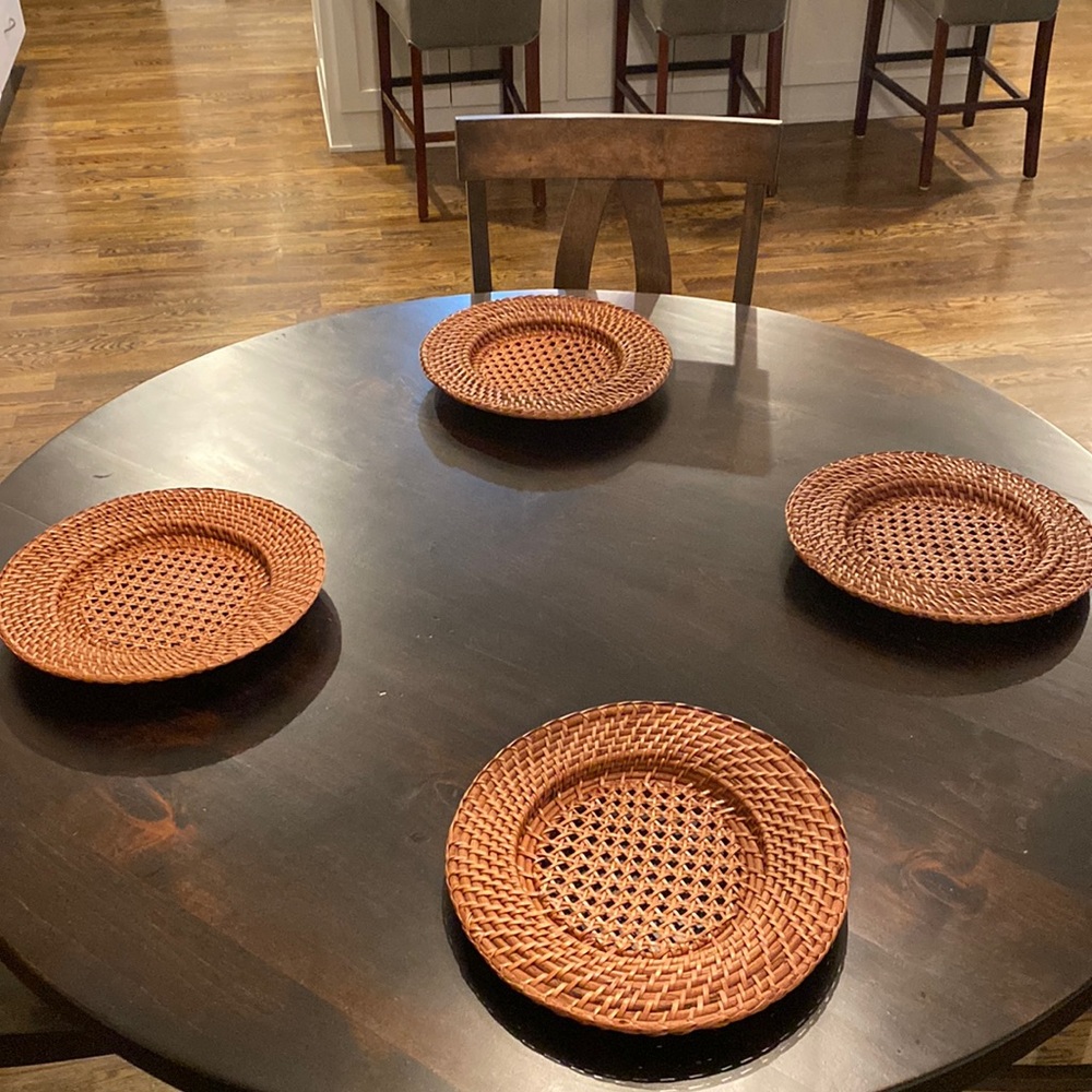 4 Brown Wicker Chargers